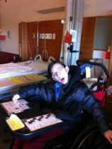 Deane, in his hospital room, ready and eager to leave.